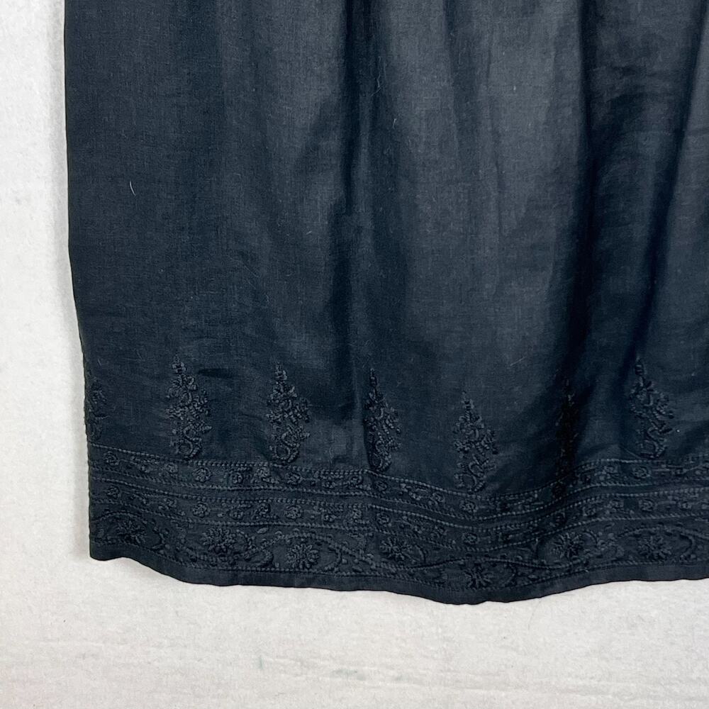 J.Jill Shift Tank Dress Women's Size XS Black 100% Linen Pleated V-Neck - Picture 5 of 15